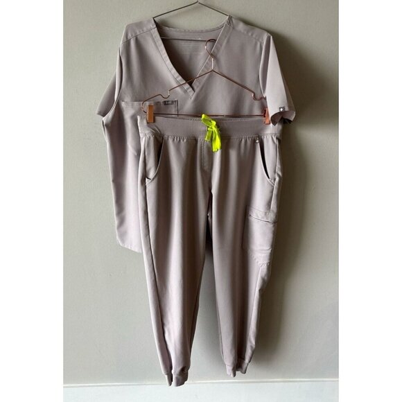 FIGS Zamora Womens Scrub Top Jogger Pants Set Slate Grey Neon Green Size XXL - Picture 4 of 14